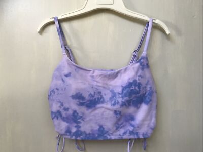 Hollister Bikini Top Purple Tie Dye Tie Sides Padded Bandeau Size M