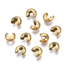 100 pcs 304 Stainless Steel Crimp Beads Covers Findings Golden Vacuum Plating