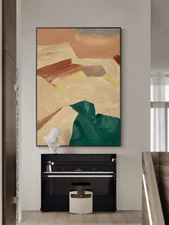 Hand painted Nordic Oil Painting On Canvas Color Block For Living Room Bedroom