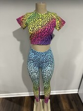 Yoga Set Size Medium Women 2 Piece Set Crop Shirt High Waist Leggings