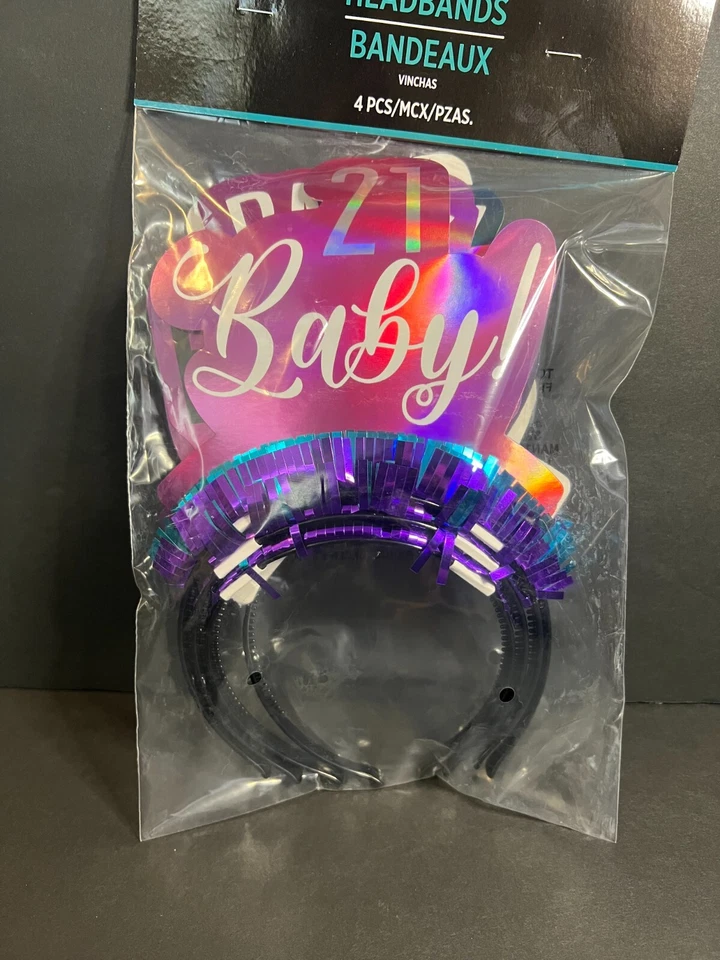 Diadema brillante Amscan 4 piezas accesorio de fiesta hito favor 21 cumpleaños diadema Foto 2 de 4