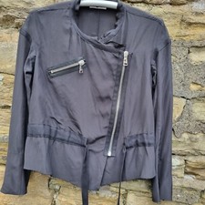Sonia Rykiel Black Silk Biker Style Jacket Size Uk 10