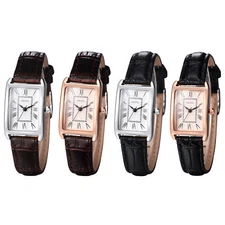 Women's Classic Simple Square Dial Leather Strap Quartz Ladies Small Wrist Watch