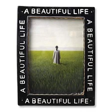 A Beautiful Life Embossed Stoneware Photo Frame – Black & White with Gold Accent