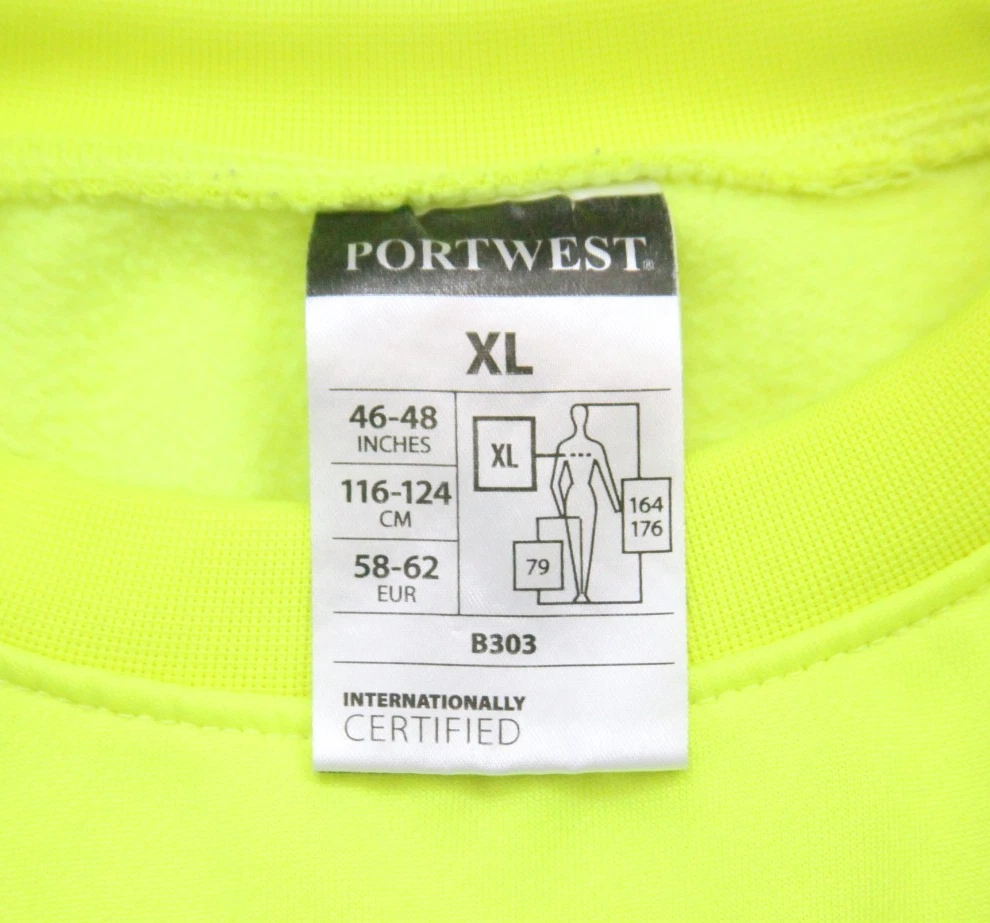 PORTWEST High Visibility Yellow & Gray Sweatshirt Comfort Work Reflective WS834 - product detail image 3
