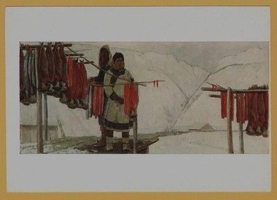 1961 Amur River Fishermen Drying Fish Soviet Far East Village Life USSR Postcard