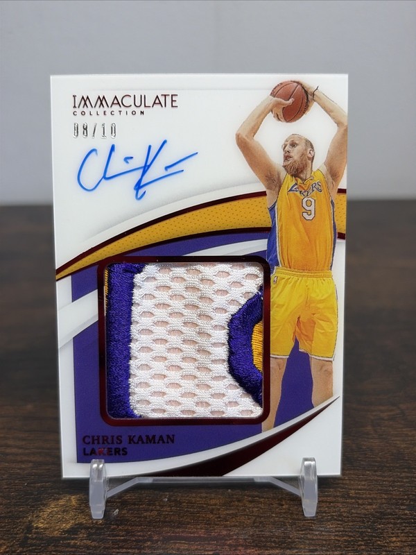 CHRIS KAMAN 2020-21 Immaculate Premium Game Worn Patch On-Card Auto /10 Lakers