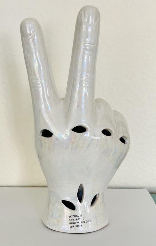Eye-catching iridescent ceramic cone incense burner shaped like a hand ✨