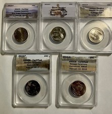 2010-2020 P & D, 55 America Park Quarters, 5 of each Year.  ANACS certified.
