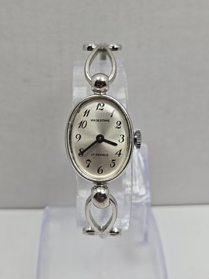 Womens Majestime Manual Wind Silver Cuff Watch Vintage Style Classic Runs ? ROTARY OPEN JAW MANUAL WINDING VINTAGE WATCH $ 280 USD  main image 3