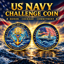 US Navy Challenge Coin Forged By The Sea Lot 10 40mm Military Veteran Token
