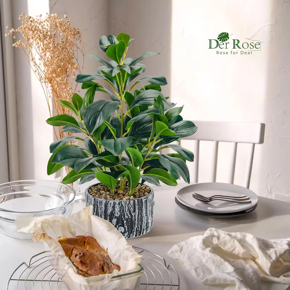 Plantas falsas plantas artificiales en macetas de interior con macetas a rayas blancas y negras para Foto 2 de 4