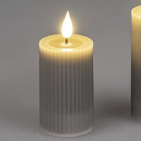Led Kerze Streifen H. 8.5Cm D. 5Cm Grau Mit Timer Formano