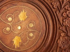 antik  Mokka Tee Klapp Tisch Tischchen arabisch klein Intarsien H24 Dm23