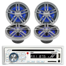 Pyle PLCDBT65 Single DIN Stereo Bluetooth Receiver, 4X Waterproof 6.5" Speakers