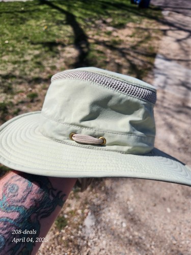 Tilley Endurables Airflo Hat Beige Outdoor Hike Size 7 1/8 Outdoors Hiking Strap