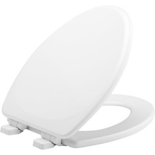 Slow Close Elongated Enameled Wood Toilet Seat Adjustable and Never Looosens