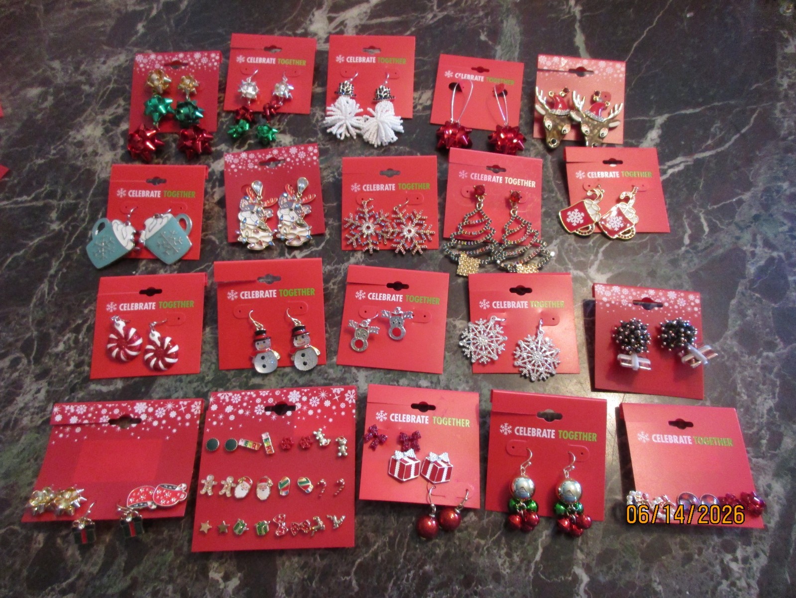 Lot 20 Assorted Celebrate Together Christmas Holiday Earrings Xmas Earring Lot 3