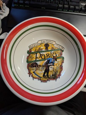 Buona San Remo Italia Pasta Serving Bowl Made in Italy  Himark Vintage 10 1/2''D