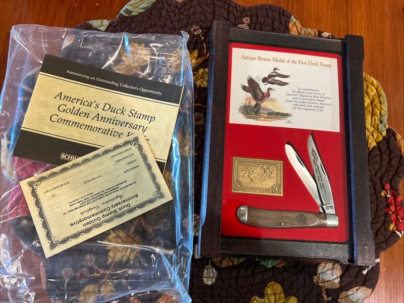 Vintage Schrade USA "1st edition" "50th/Golden Anniversary Duck Stamp" Knife