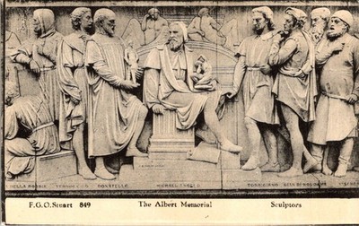 Albert Memorial Frieze of Parnassus Sculptors Postcard c1905 F.G.O. Stuart