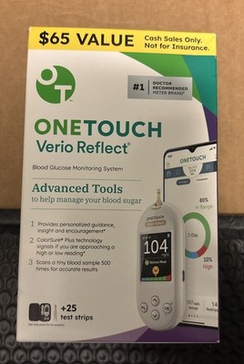 OneTouch Verio Reflect Meter/Kit With 25 Strips.Exp 08/31/2026-01/31/2030