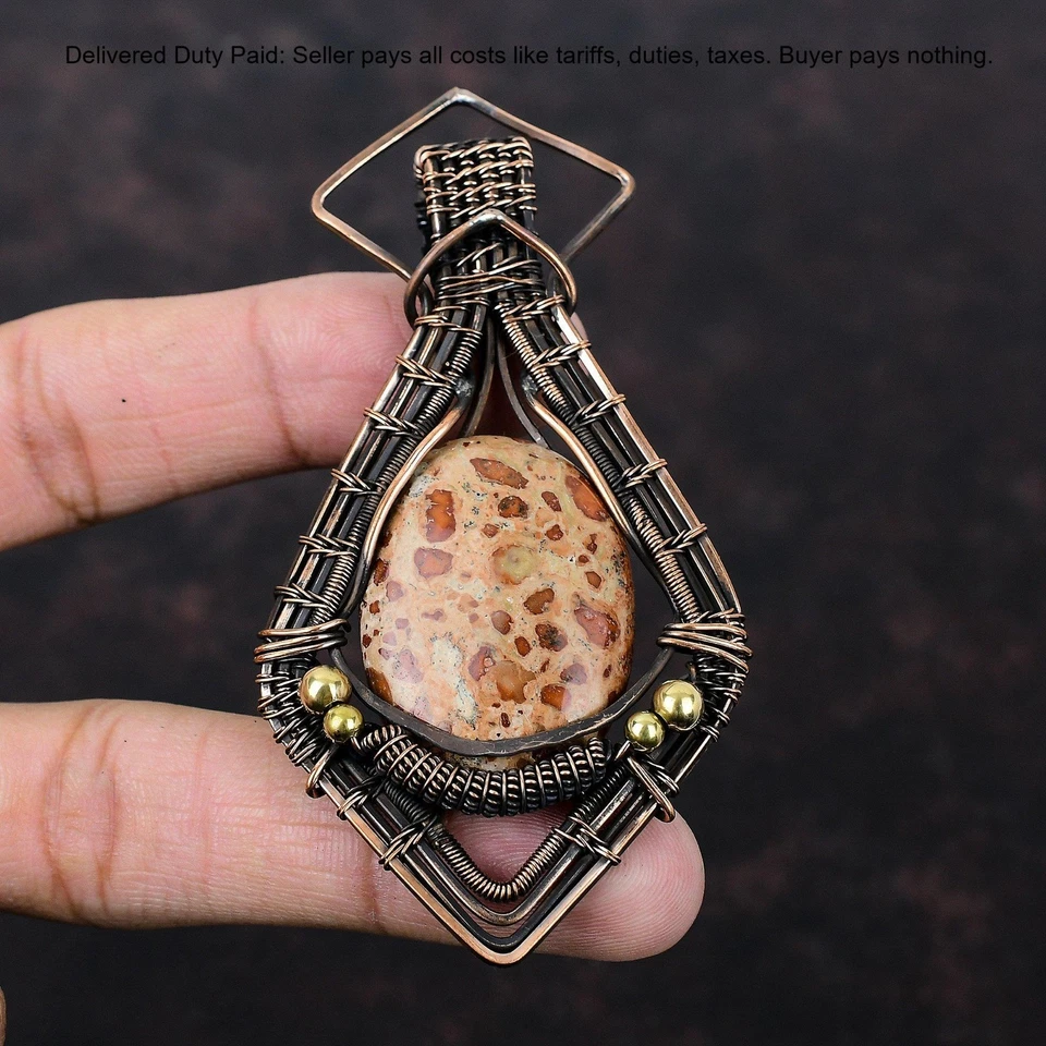 Cyber Monday Sale Asteroid Jasper Stone Copper Sister Handmade Christmas Pendant - Image 4 of 4