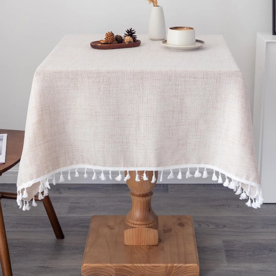Linen Square Tablecloth 52 x 52 Inch Beige Washable Wrinkle Resistant Table C... - Image 2 of 4