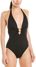 Carmen Marc Val Womens Plunge Halter One-Piece Swimsuit Size 4