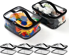 6 Packs Clear Toy Storage Bags with Zipper, 9.5x7x4 Inches Waterproof Reusable T