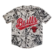 NBA UNK Chicago Bulls Baseball Jersey Mens Small 1966 Ink Splatter Basketball 