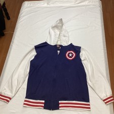 Marvel Captain America Hoodie Jacket XL Full Zip Comic Superhero Cosplay stains