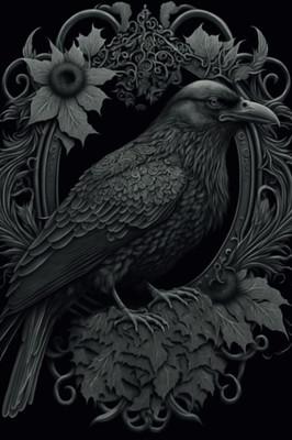 Gothic Floral Crow Notebook: Beautiful Raven Lined Paper Journal, Great Gift for