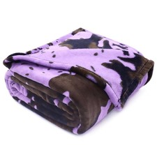 Purple Throw Blanket for Baby Size 40" x 50" 100 x 130 Cm , Cow Back