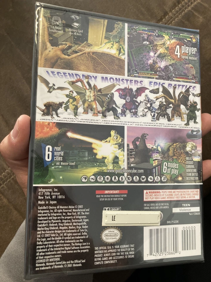 Godzilla Destroy All Monsters Melee (Nintendo GameCube, 2002) SEALED BLACK LABEL - Image 3 of 4