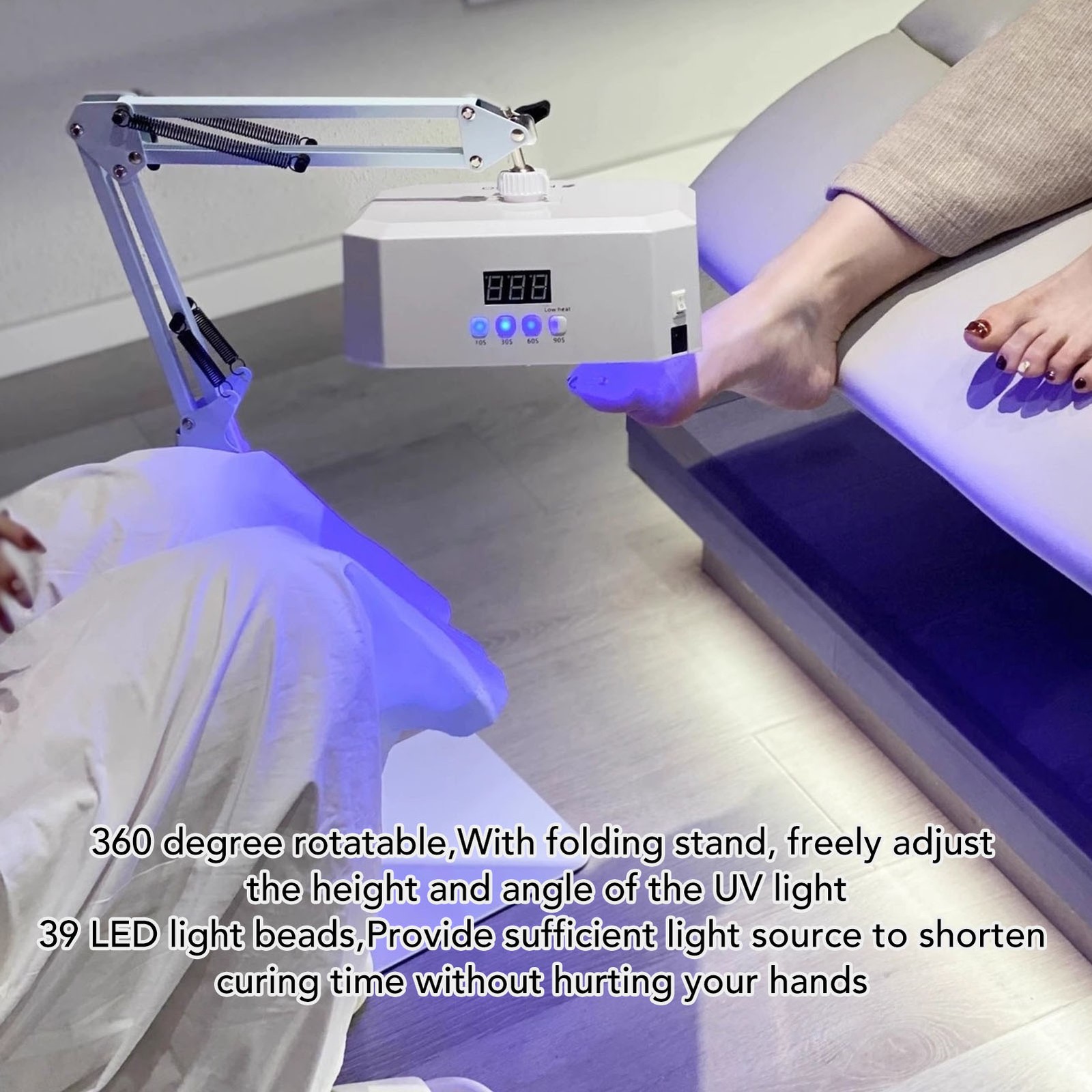 UV LED Nail Lamp 48W 365nm 395nm 39LEDs Rotating Nail Dryer Lamp Pedicure Tool