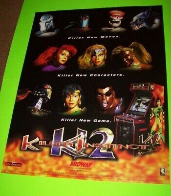 Midway Killer Instinct 2 Arcade POSTER 1995 Original NOS Video Game 28 X 22 Art