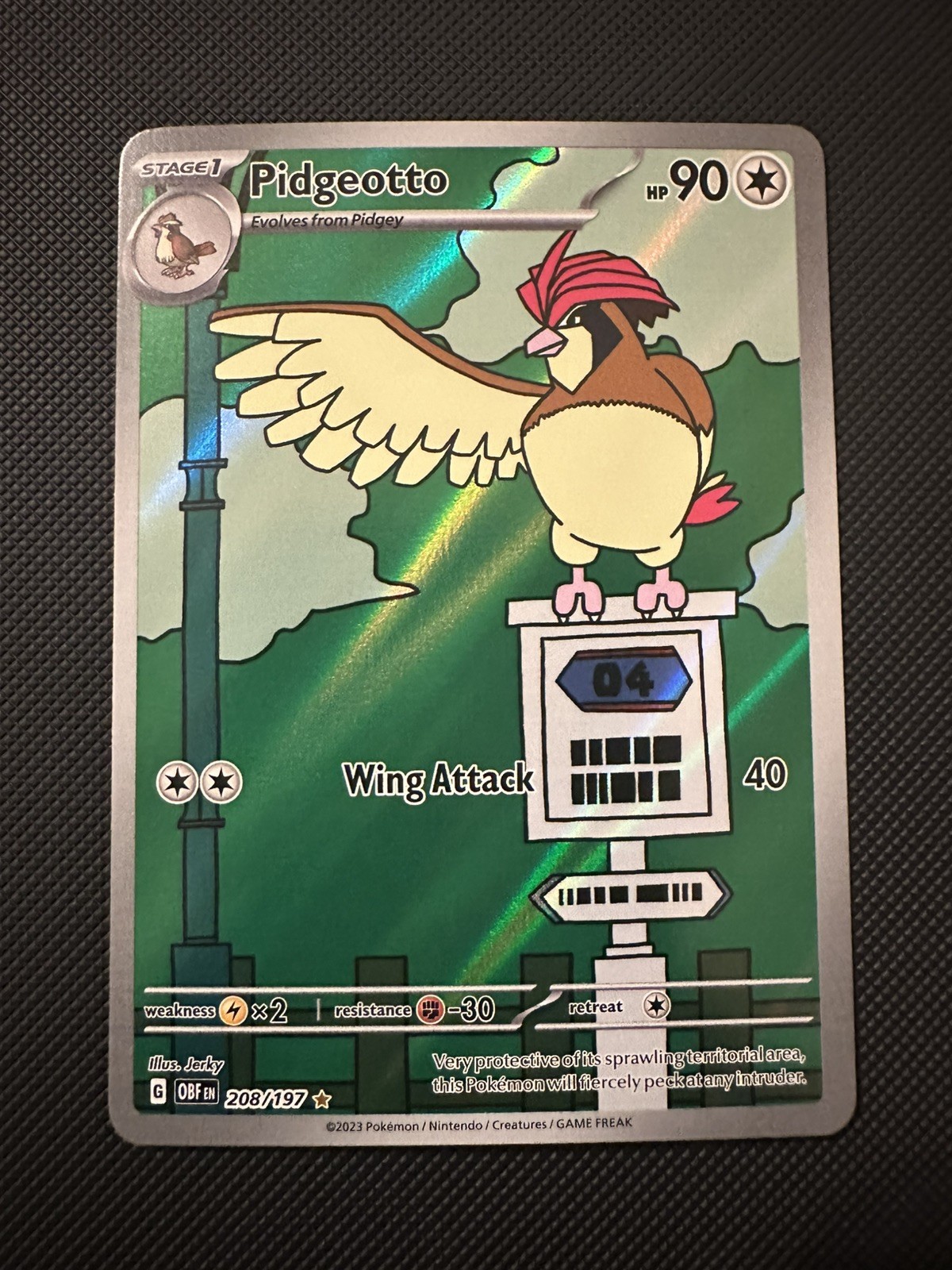 Pidgeotto 208/197 Pokemon Obsidian Flames Illustration Rare Full Art Holo NM