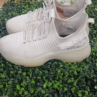 bebe Analia White Rhinestone Lace Up Low Top Athletic Sneaker FT19449-04