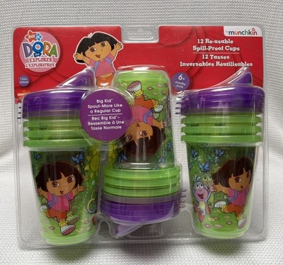 12 Pack BRAND NEW Dora the Explorer 12oz SPILL-PROOF CUPS Munchkin ReUsable