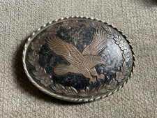 American Bald Eagle Belt Buckle W Made In USA Vtg See Pics Bird Of Prey