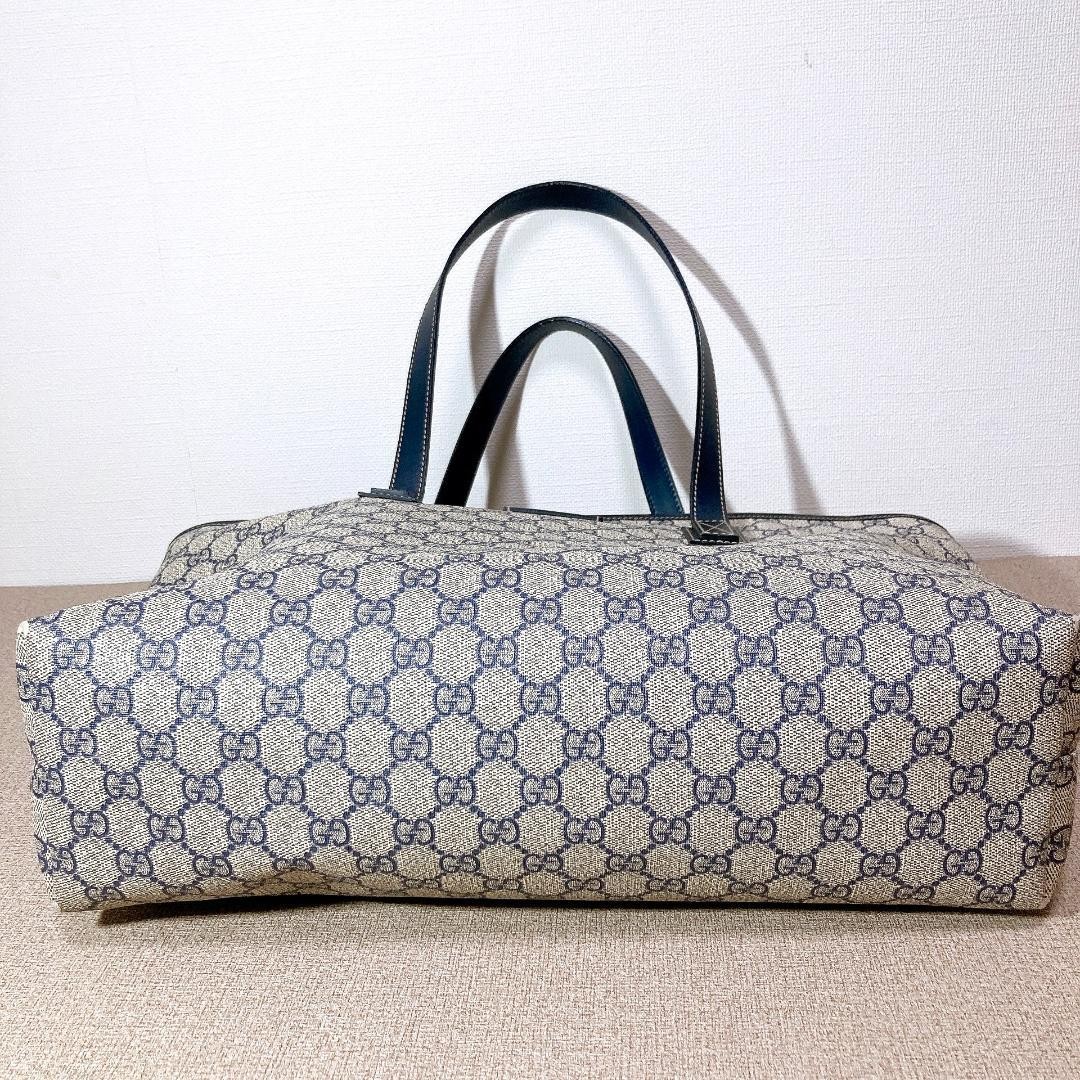 Gucci Tote Bag GG Navy Leather Women's Fashion Authentic Excellent Condition thumbnail 10