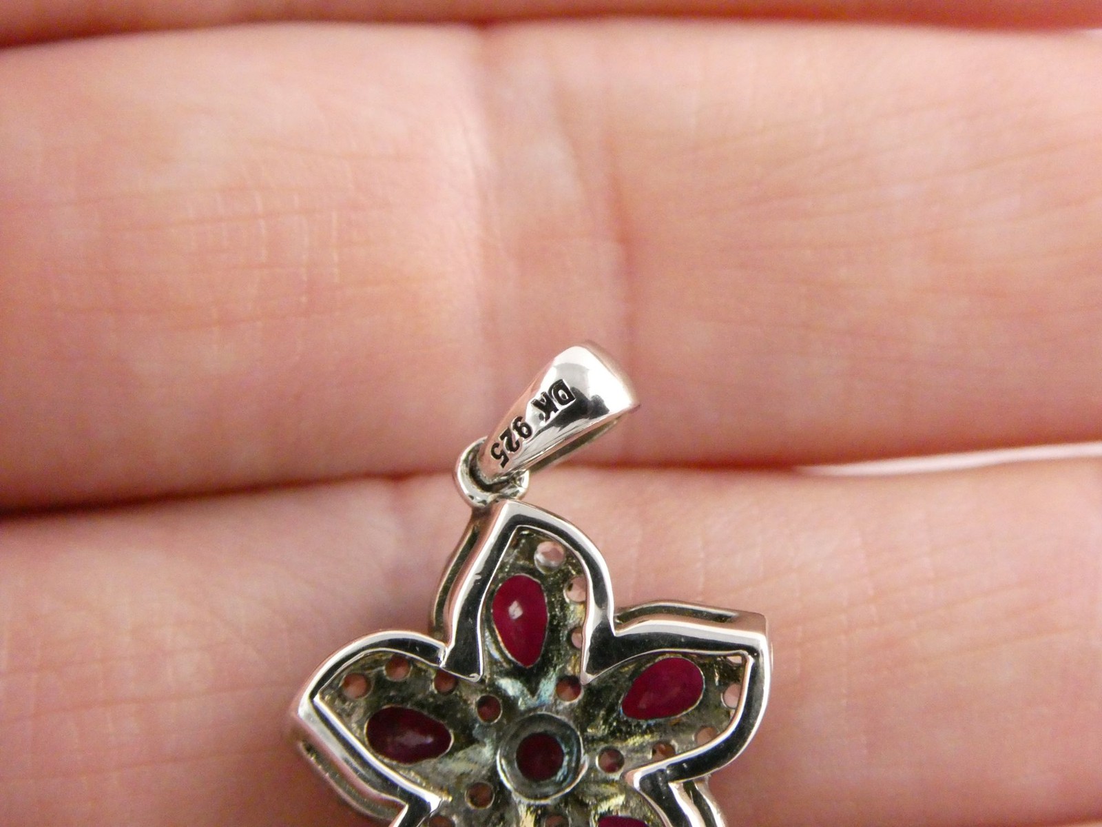DK Sterling Silver Lab Created Ruby White CZ Flow… - image 17