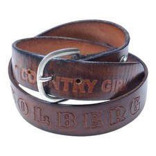 Leather Country Girl Embossed Belt With Metal Buckle Cowgirl Fits waist 33-38"