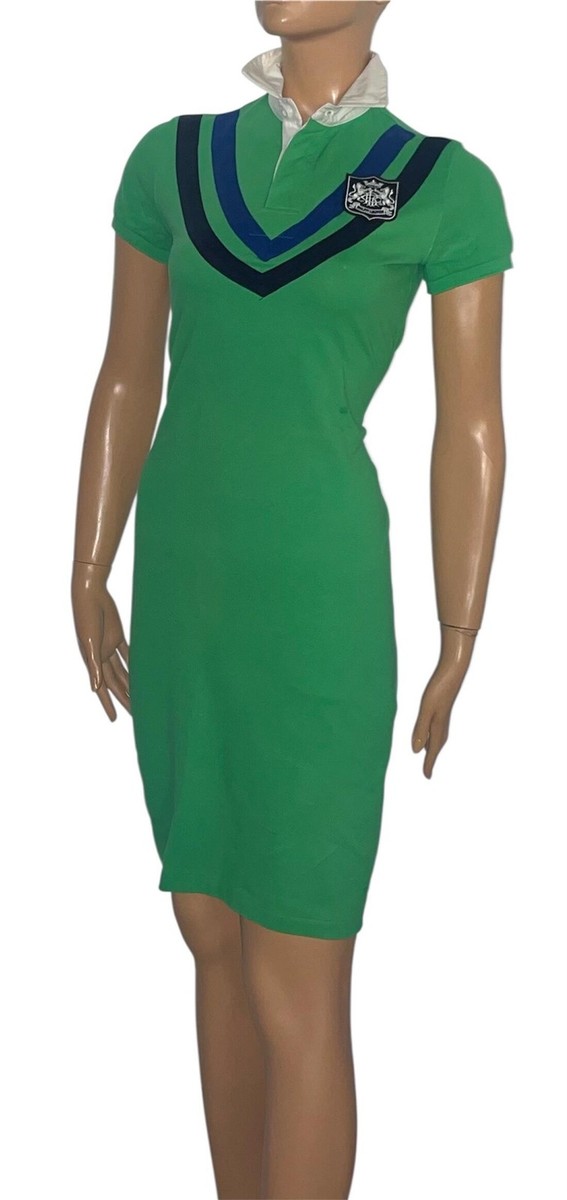 RALPH LAUREN GREEN MINI RUGBY DRESS NWT XS M . FREE SHIPPING