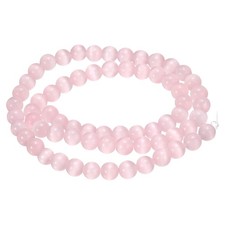 65pcs Light Pink Cat's Eye Stone Beads 6mm Round Crystal Loose Bead