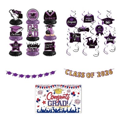 2Pieces Paper Helical Streamers And Banners For Graduations Celebration Decors