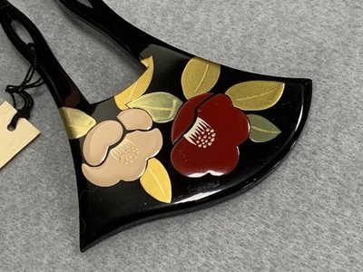 Kyoto Ohara Shoten Wedding Kimono Tsubaaki Kanzashi Black with Gold Flowers Used