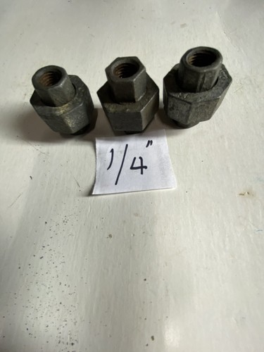 Lot of 3, 1/4" Galvanized Union Coupling Screw Old Stock Pipe Fitting