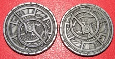 TWO NOCTURNAL CELESTIAL STARDIAL SILVER TOKEN CALMS NIGHT & BRINGS TIMELY PEACE 
